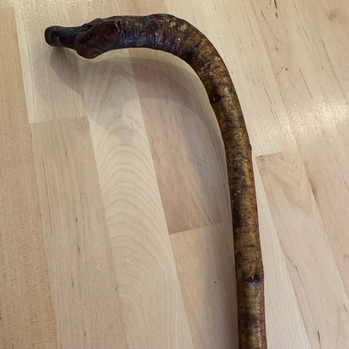 Vintage Hand-Carved Wood Branch Walking Stick Antique .45 UMC Shell Casing Tip