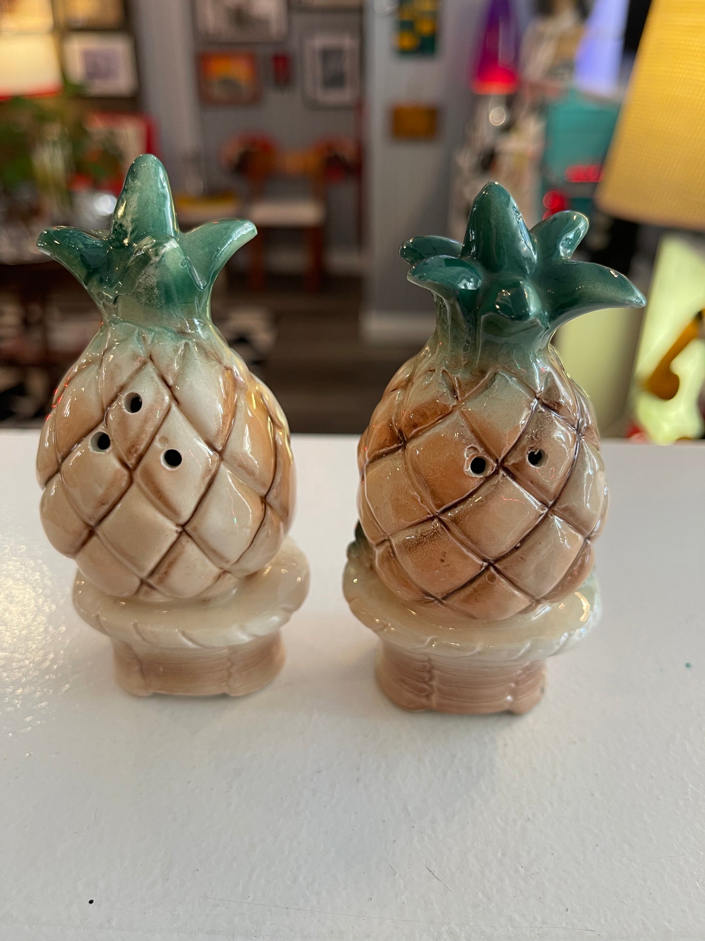 Anthropomorphic Pineapple Salt and Pepper Shakers