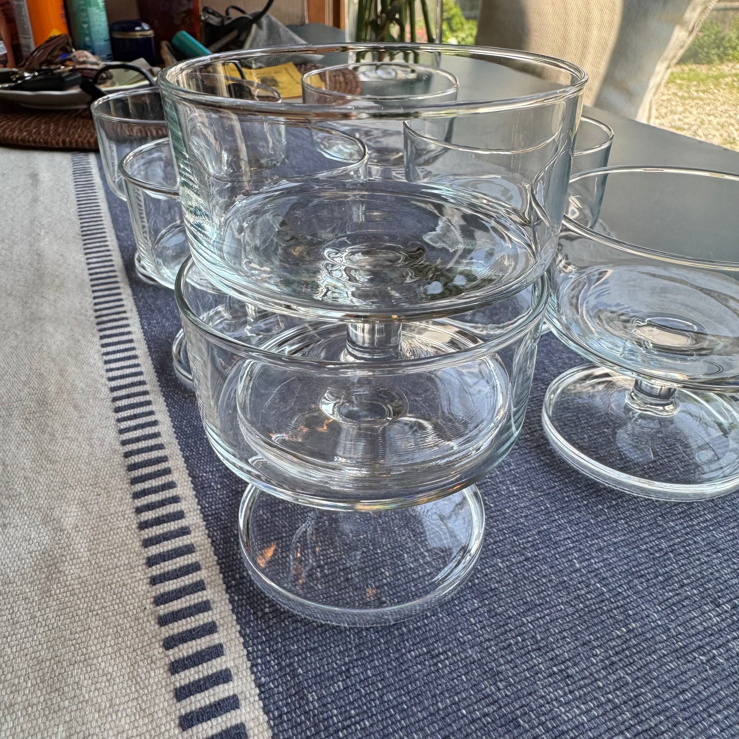 Vintage 1970s Luminarc Cavalier Clear Glass Coupes Set of 8 (Stamped France)