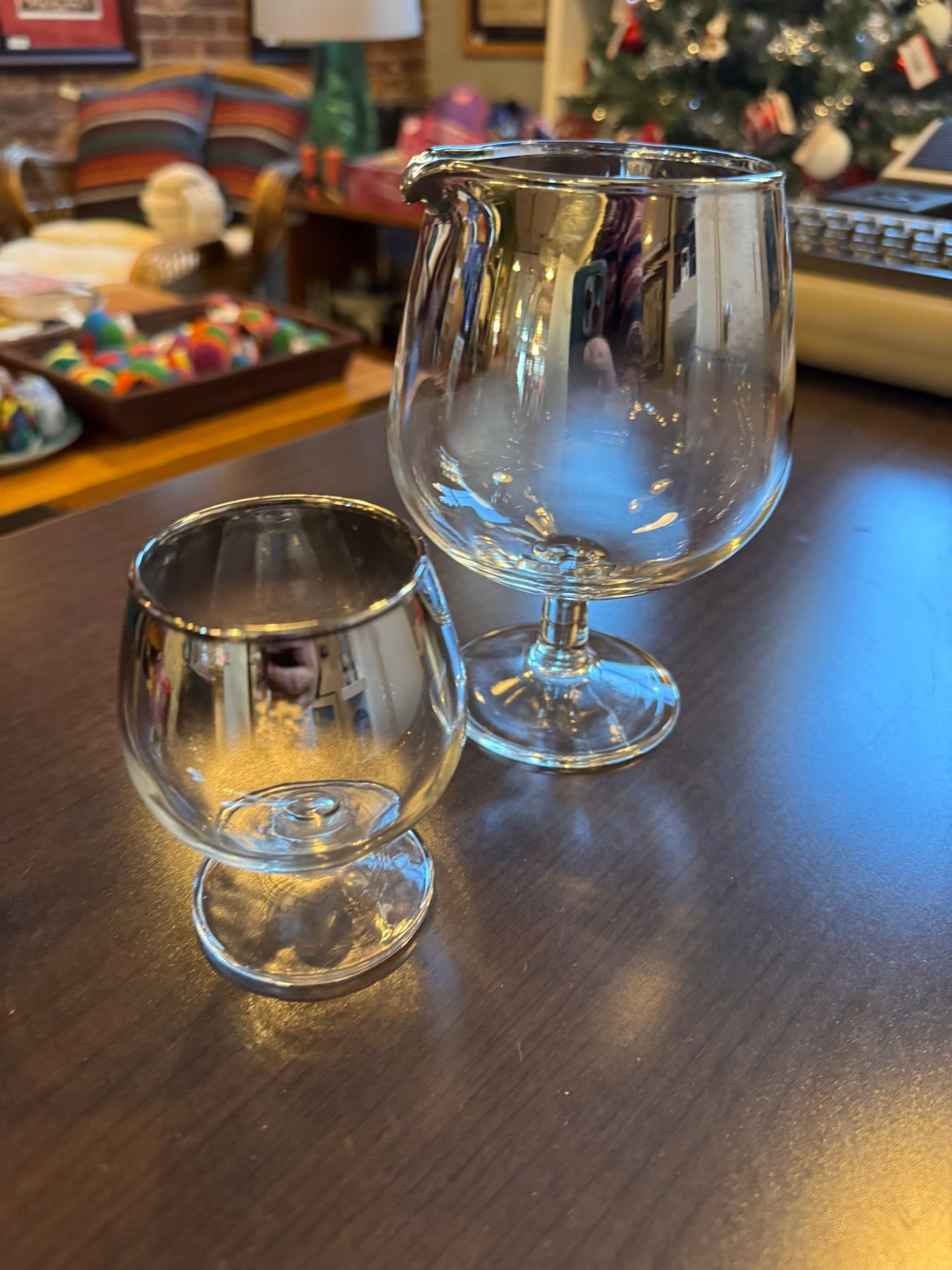 Silver Rimmed Cocktail w/1 Glass
