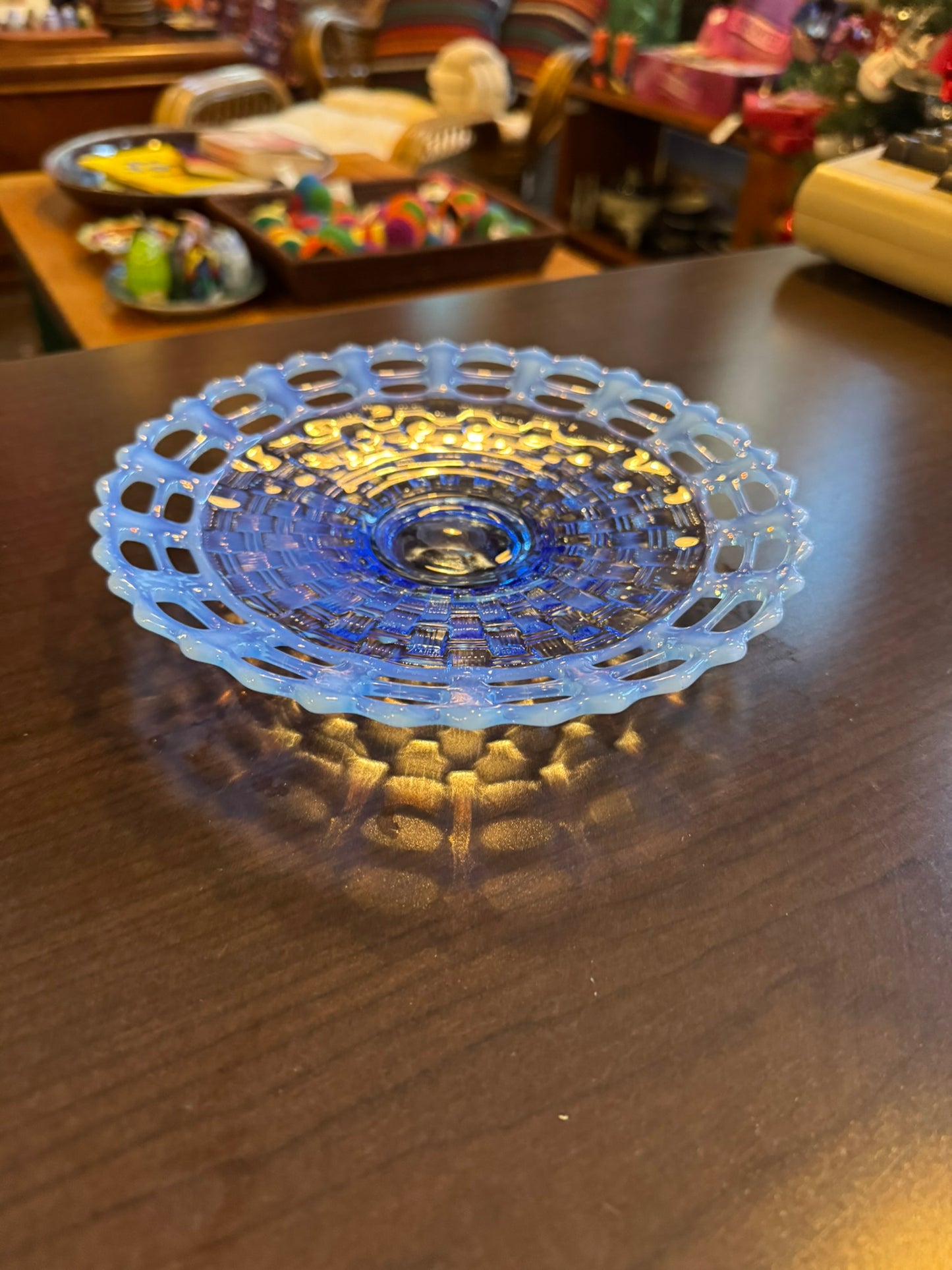 Blue Glass Lattice Plate