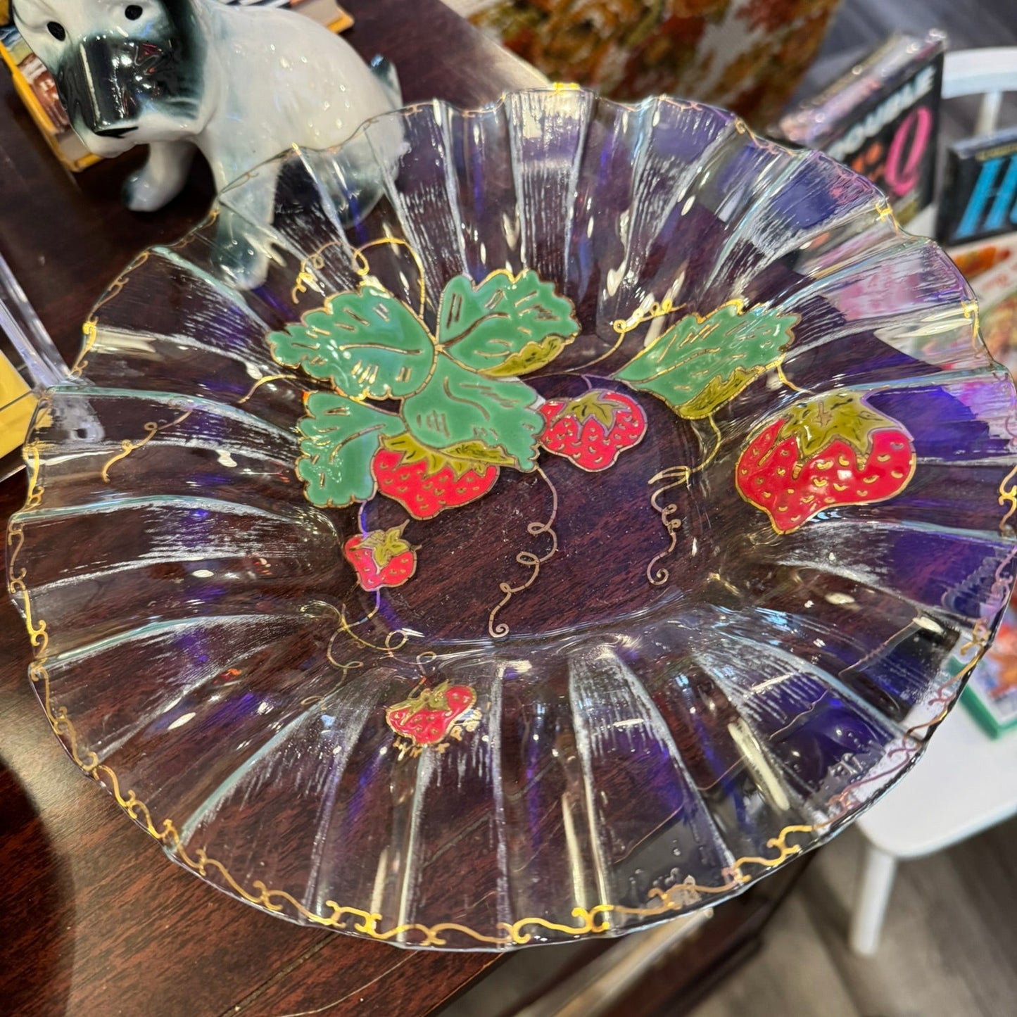 Hand Painted Glass Strawberry Bowl