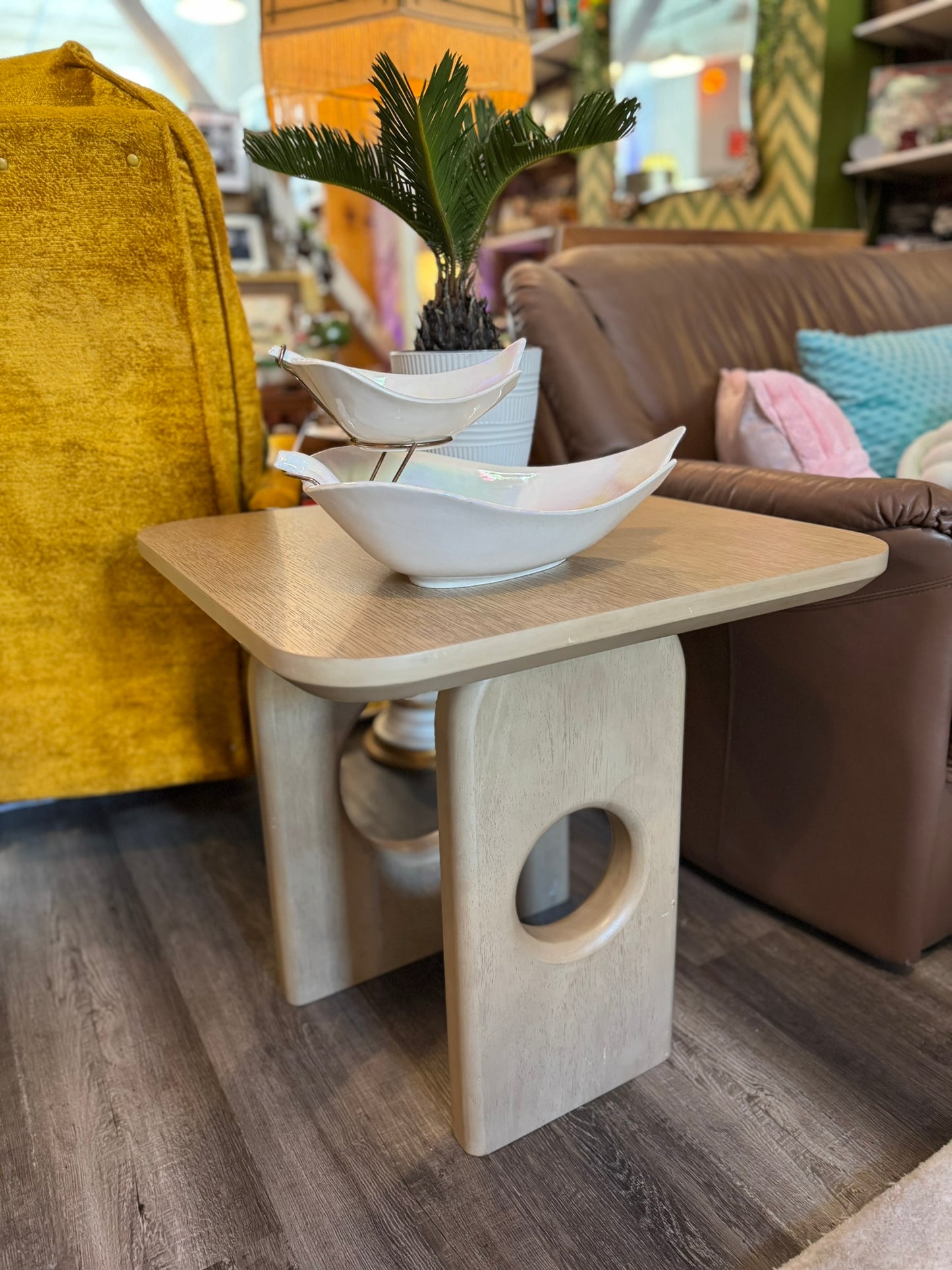 Oshana Modern White Oak End Table