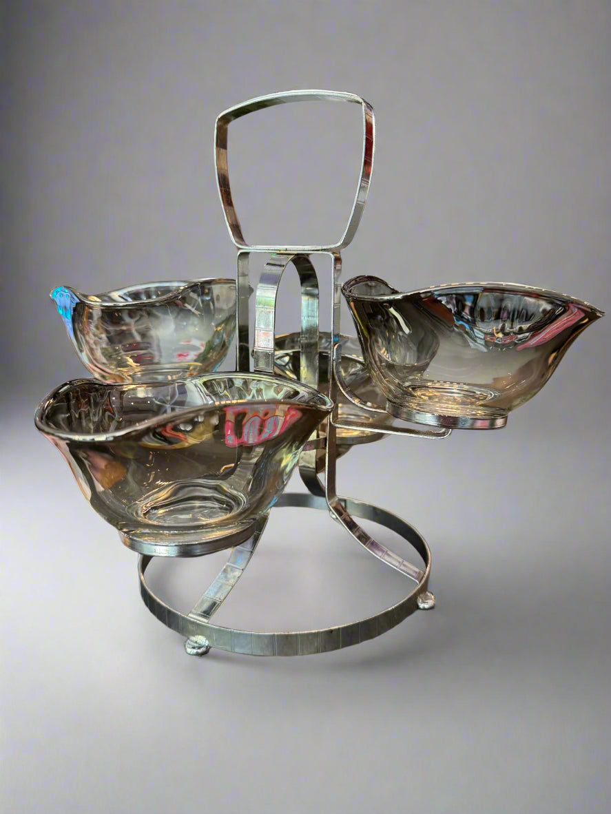 MCM Silver Glass Snack Holder