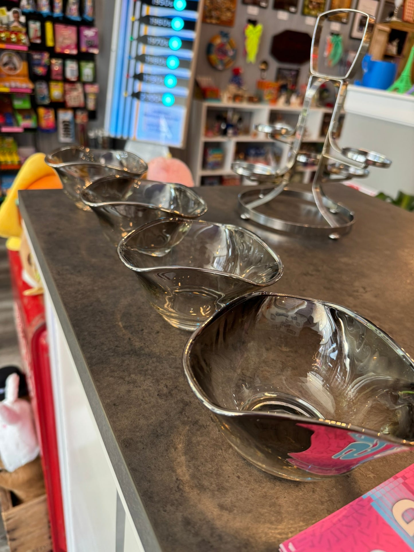 MCM Silver Glass Snack Holder