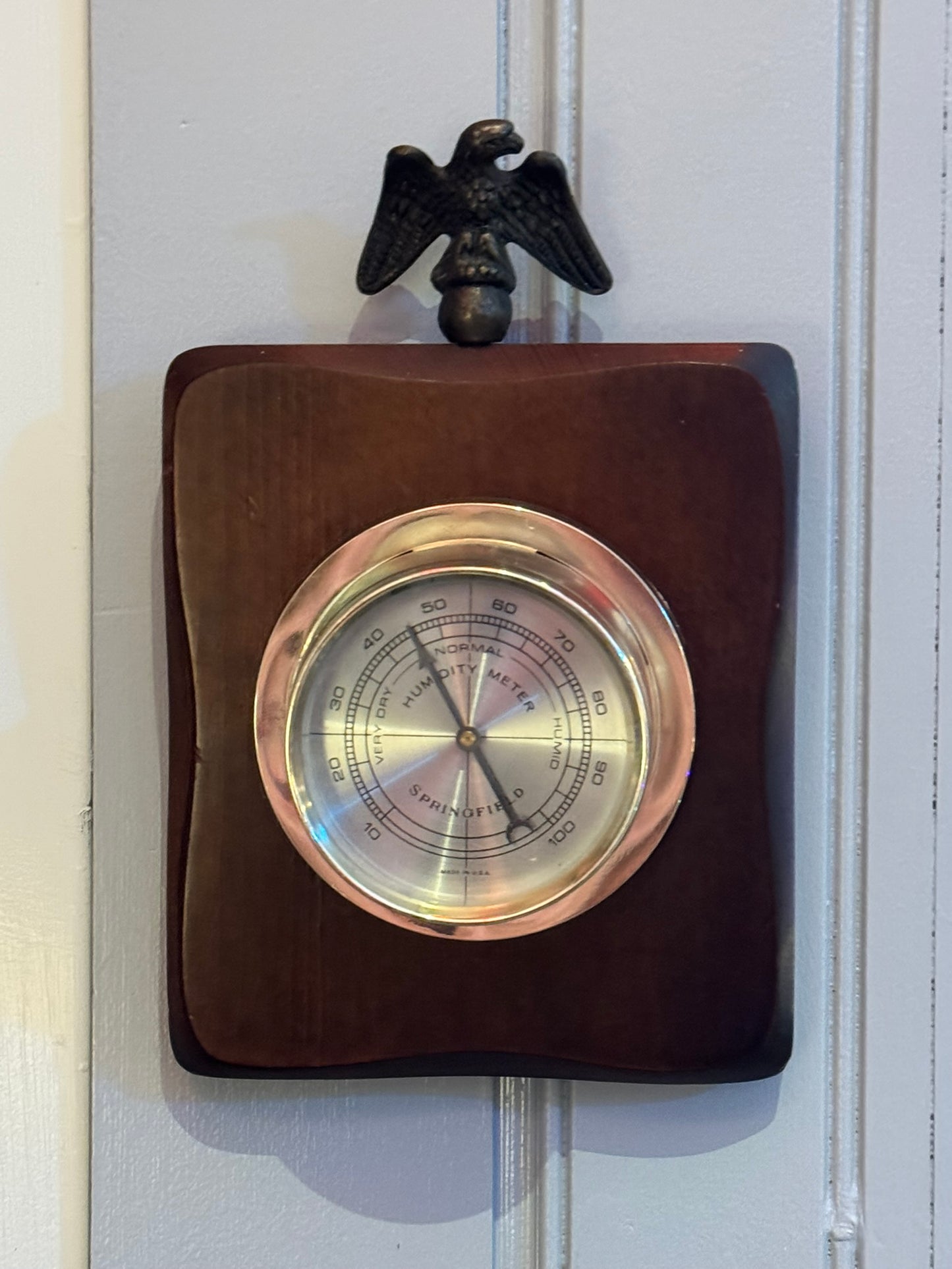 Wooden Springfield Instruments Humidity Meter with Eagle