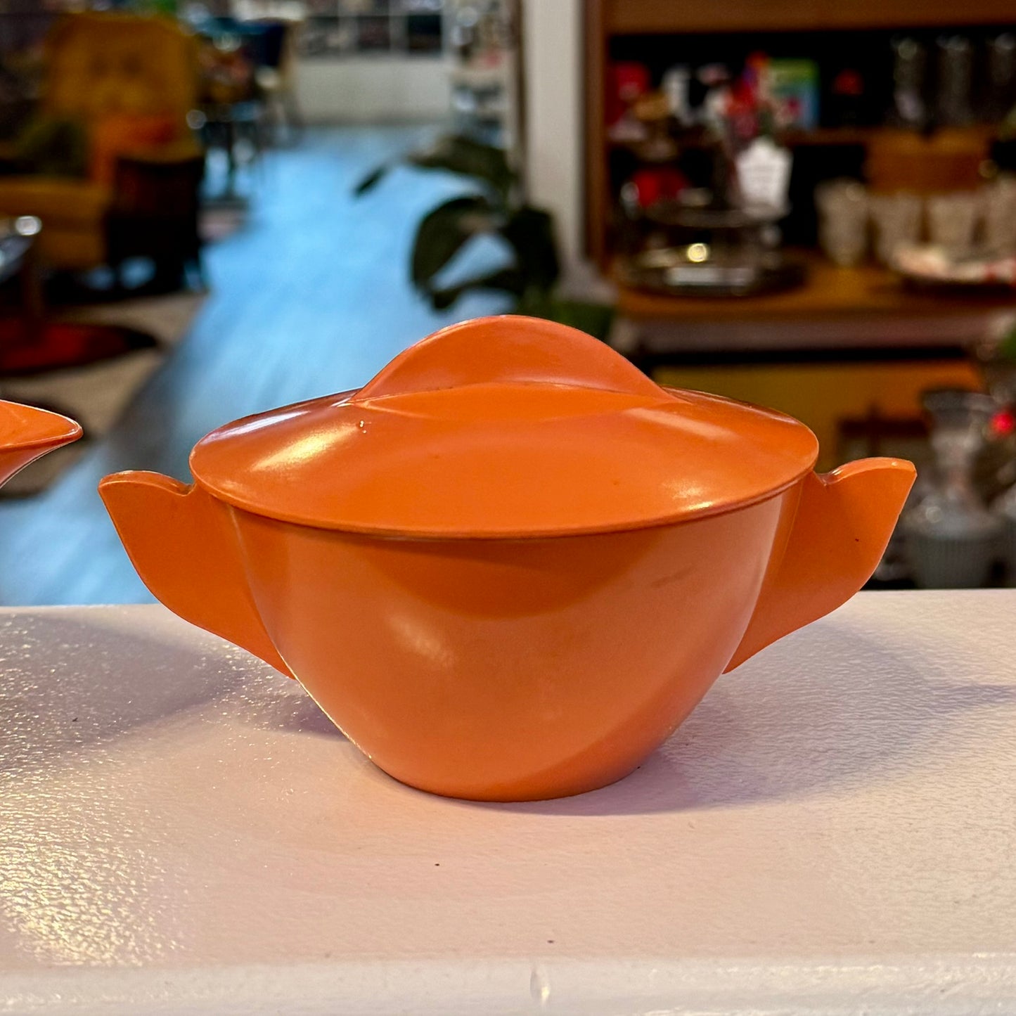 Melmac Style Melamine Sugar and Creamer Set Orange