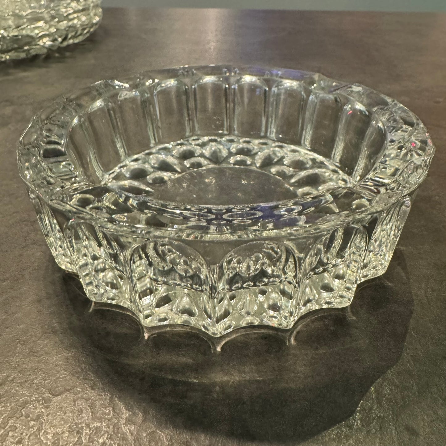 5 3/8” KIG Malaysia Glass Ashtray/Dish, Clear Cut