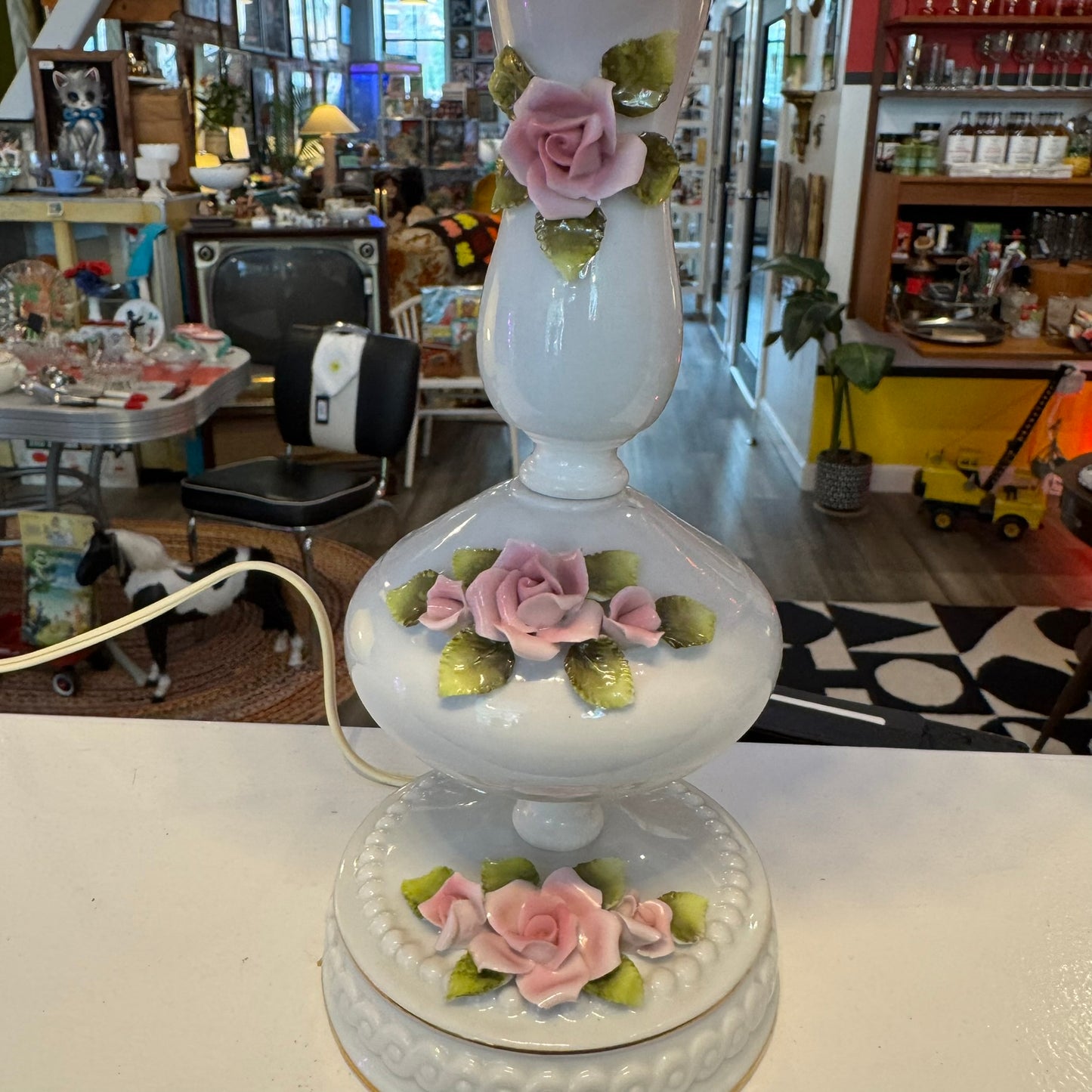 Pair of Vintage Porcelain Capodimonte Style Lamps