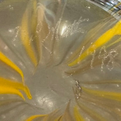 Vintage Art Glass Paper Weight Yellow Blue Bubbles