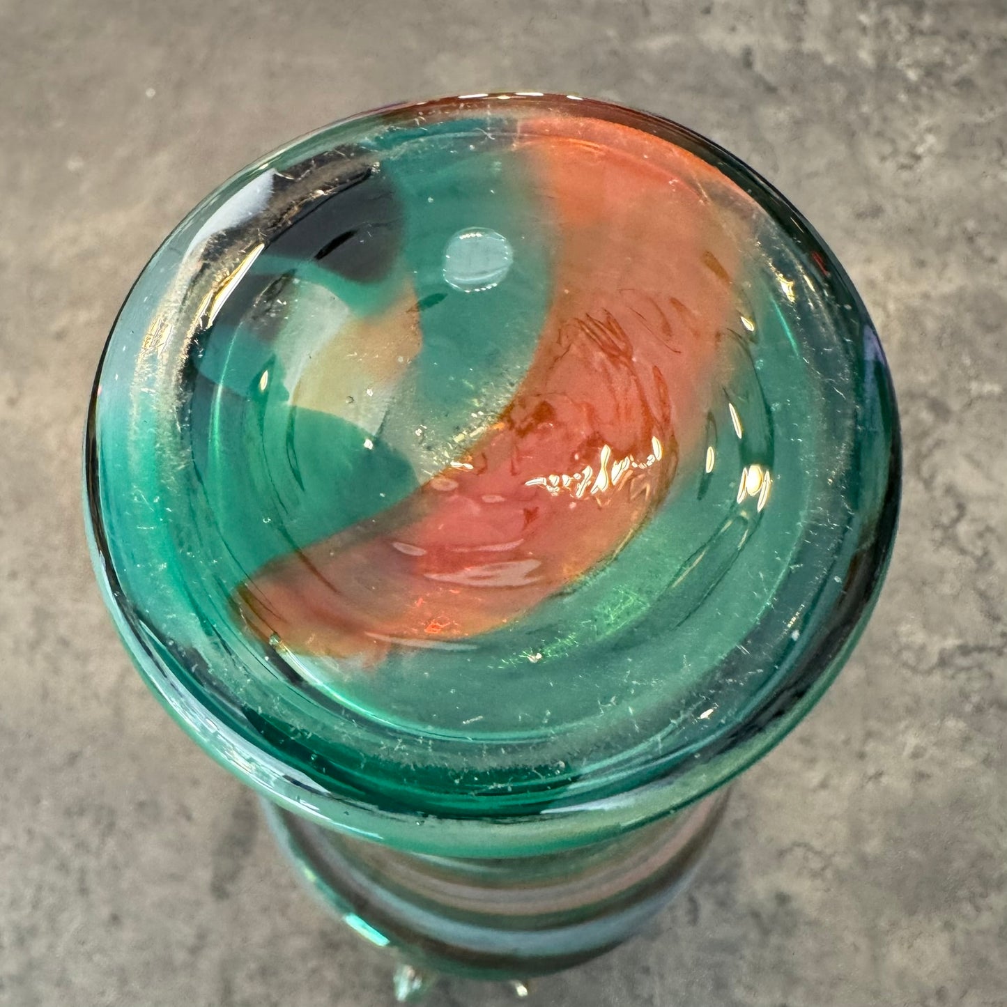 Multi-Color Swirled Art Glass Blown Vase