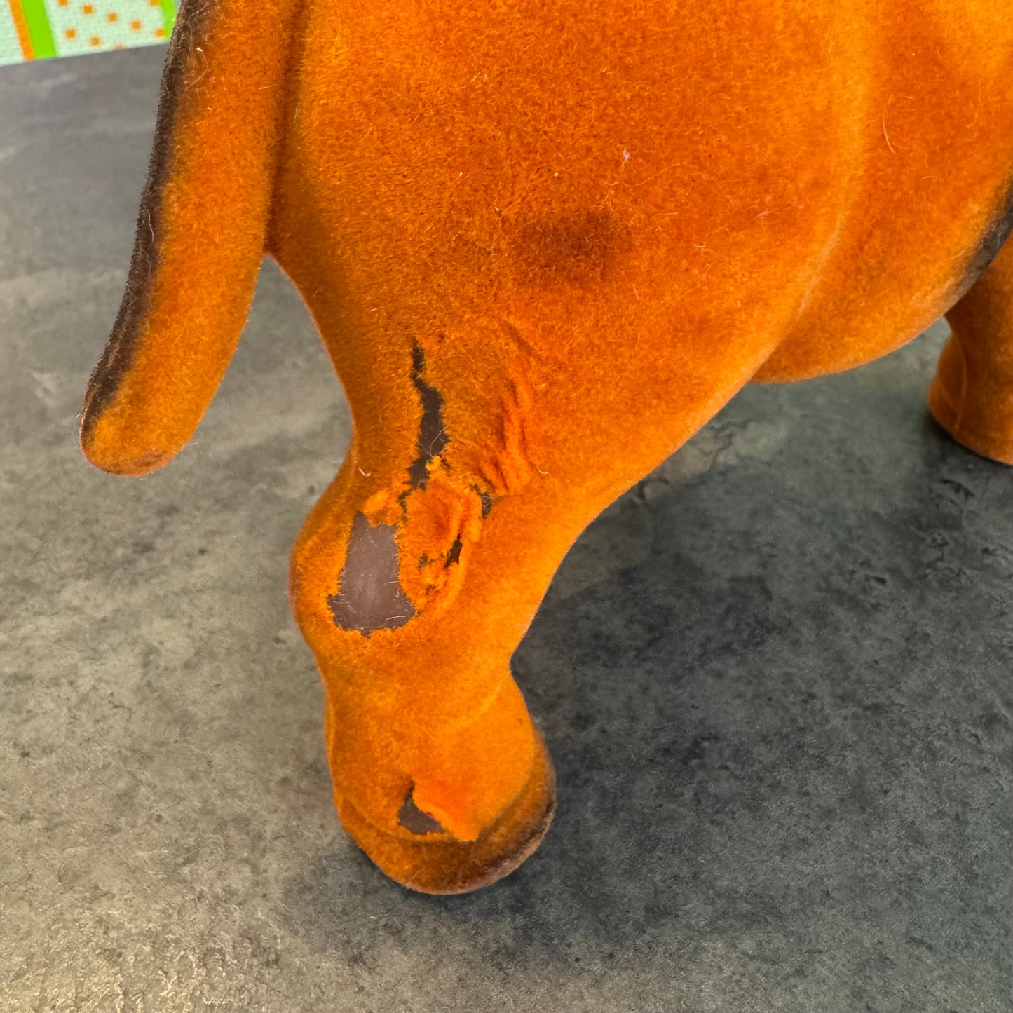 Vintage Orange Flocked Donkey Bank