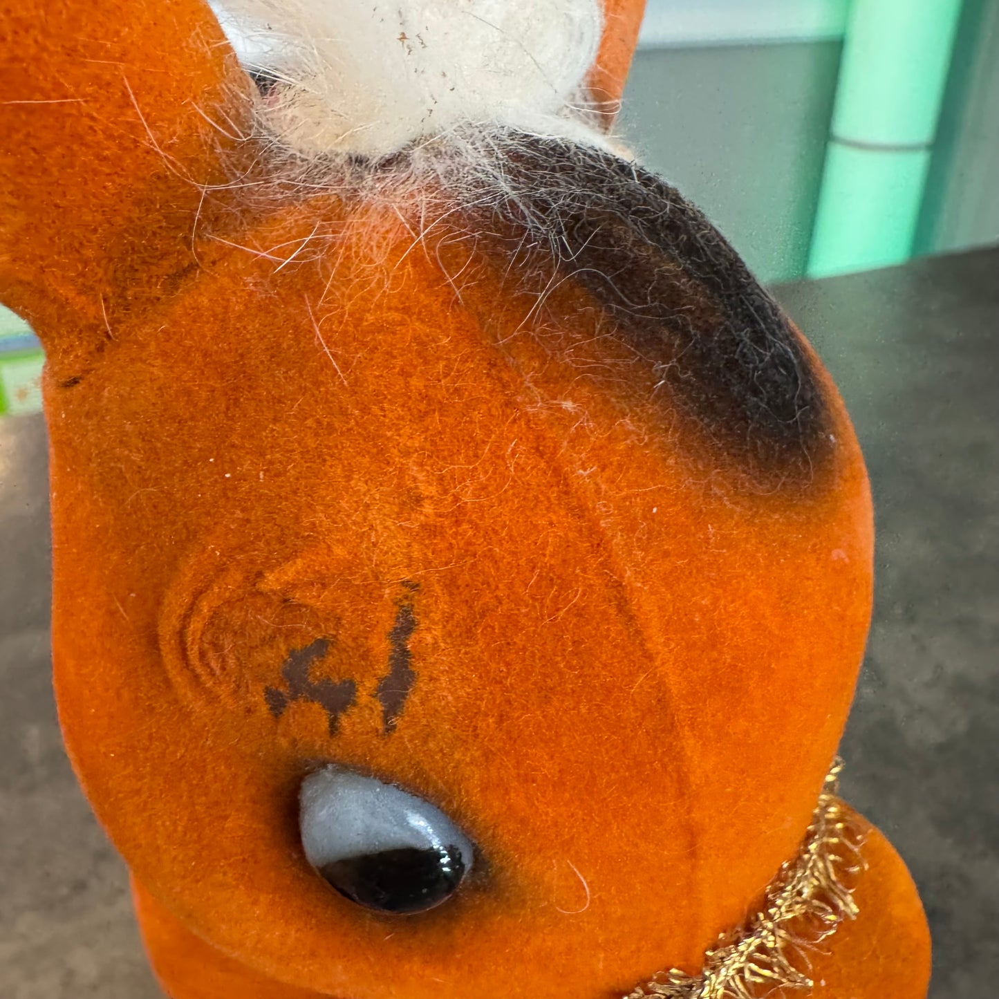 Vintage Orange Flocked Donkey Bank