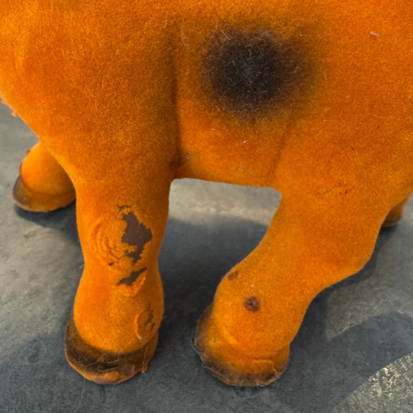 Vintage Orange Flocked Donkey Bank