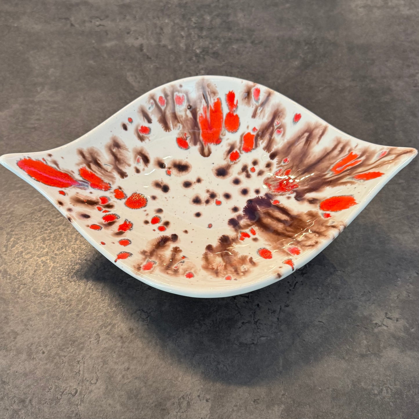 Vintage MCM Splatterware Glazed Bowl