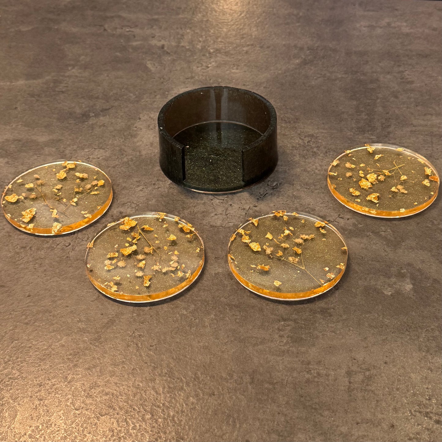 Resin Glitter and Gold Coaster Set of 4