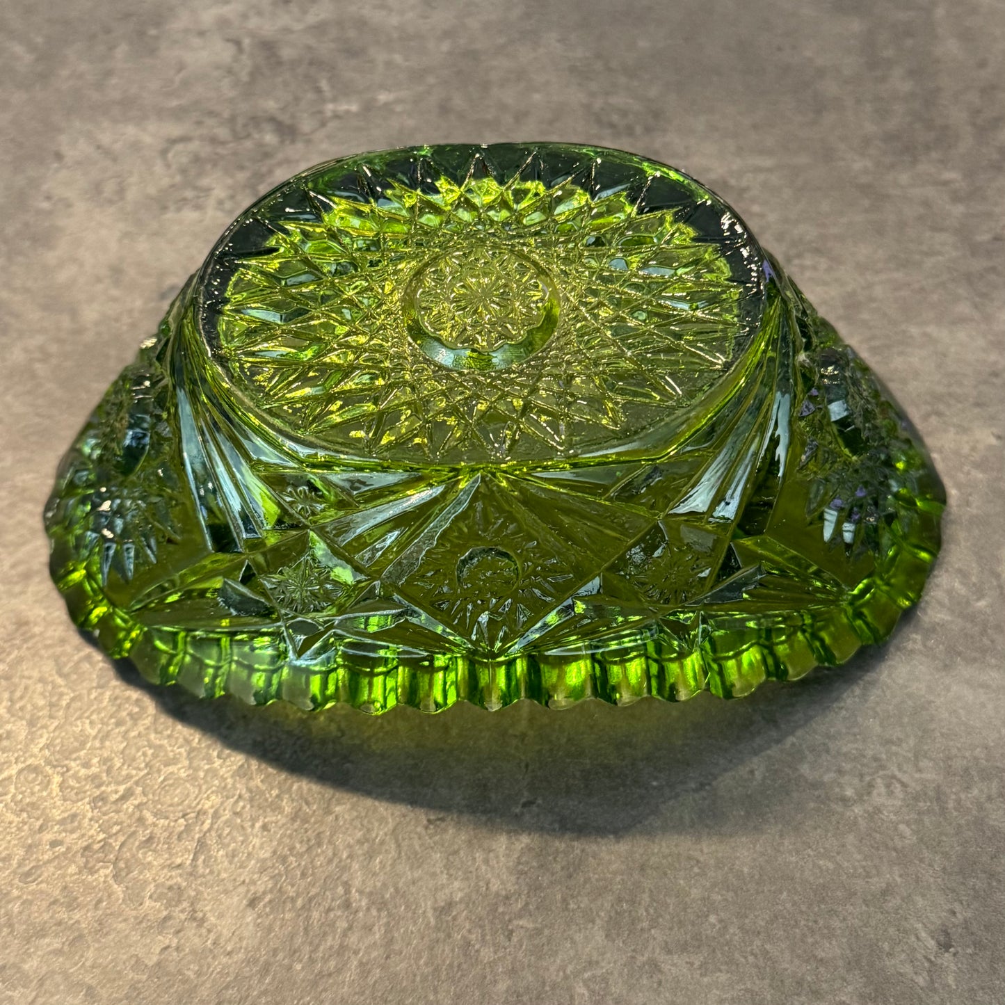 Anchor Hocking Green Glass "Star of David" Pattern