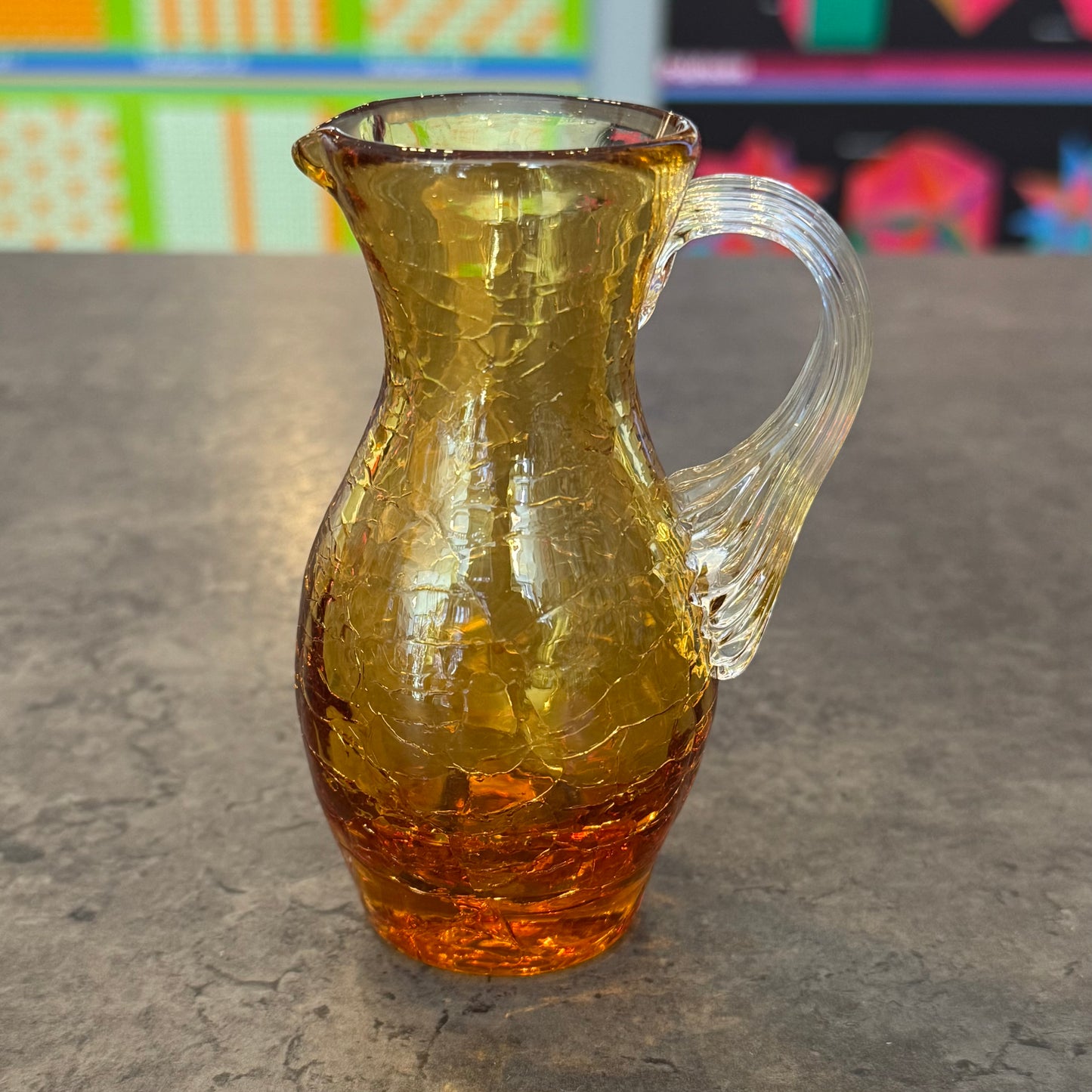 Amber Glass Cracked Pitcher Small