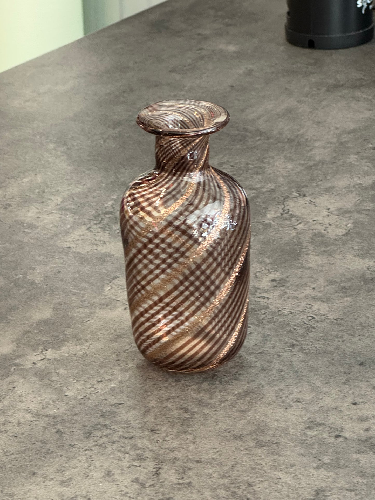 Murano Flower Vase Brown with Gold Inclusions