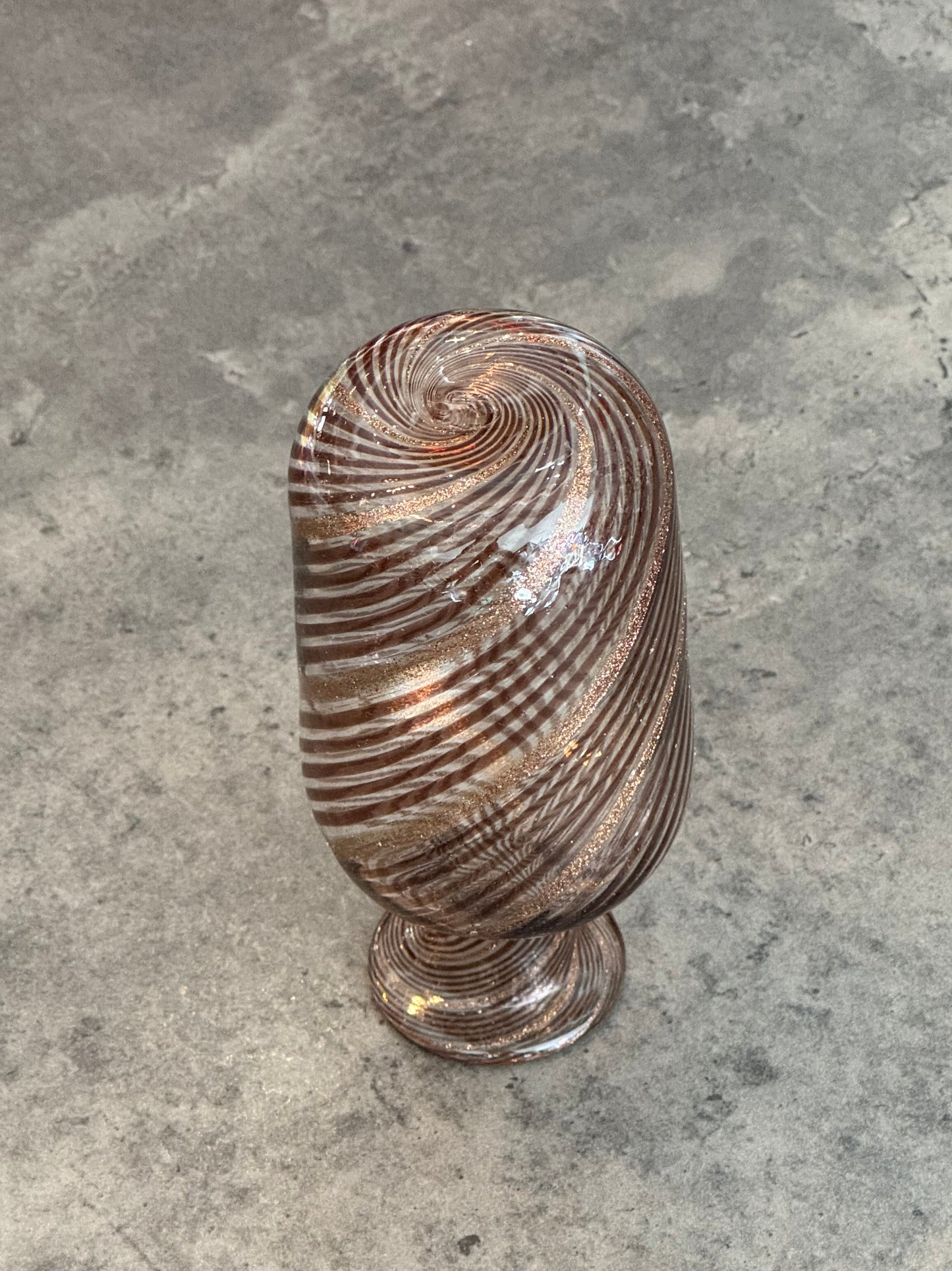 Murano Flower Vase Brown with Gold Inclusions