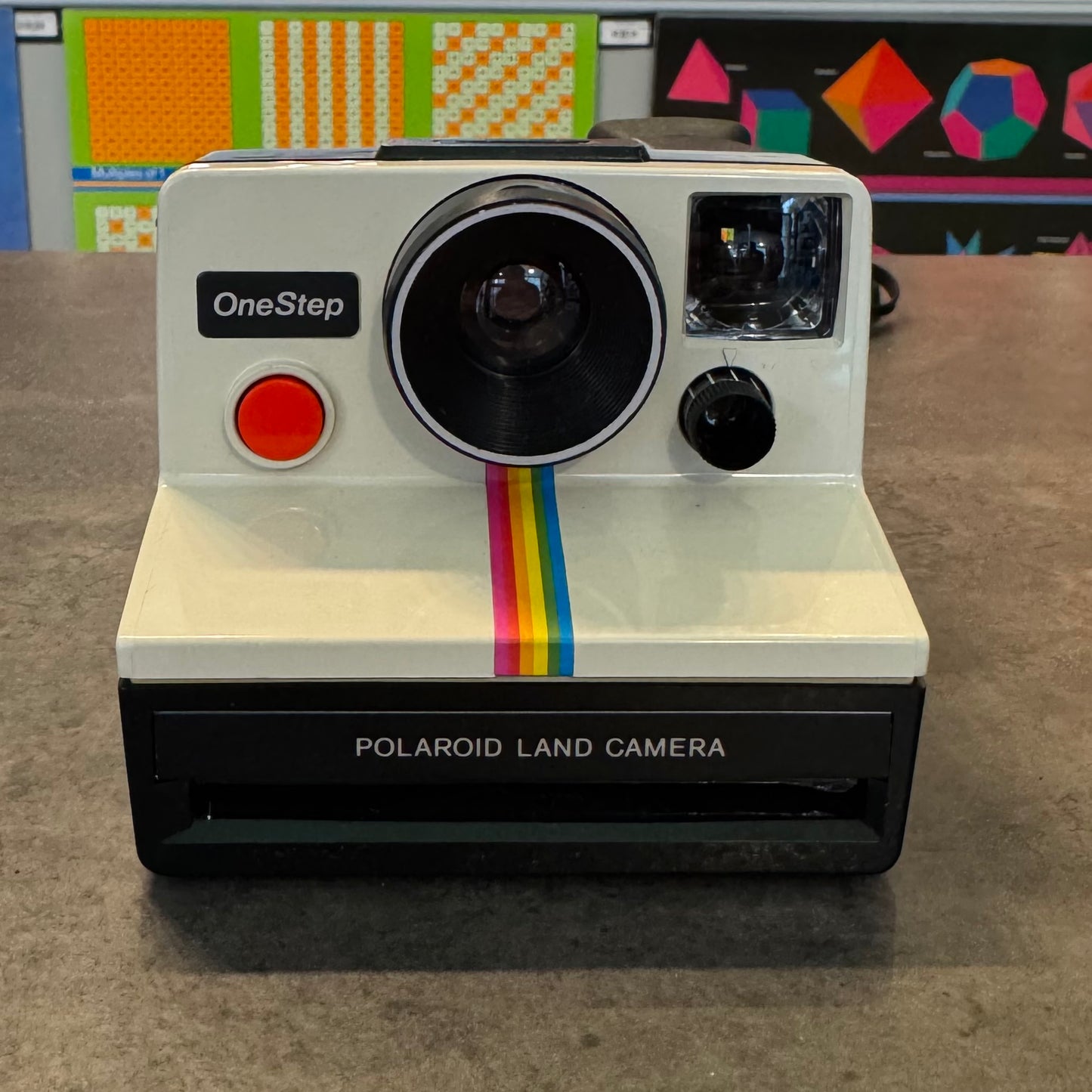 Polaroid OneStep SX-70 White Rainbow Stripe Instant Film Camera - Tested & Working