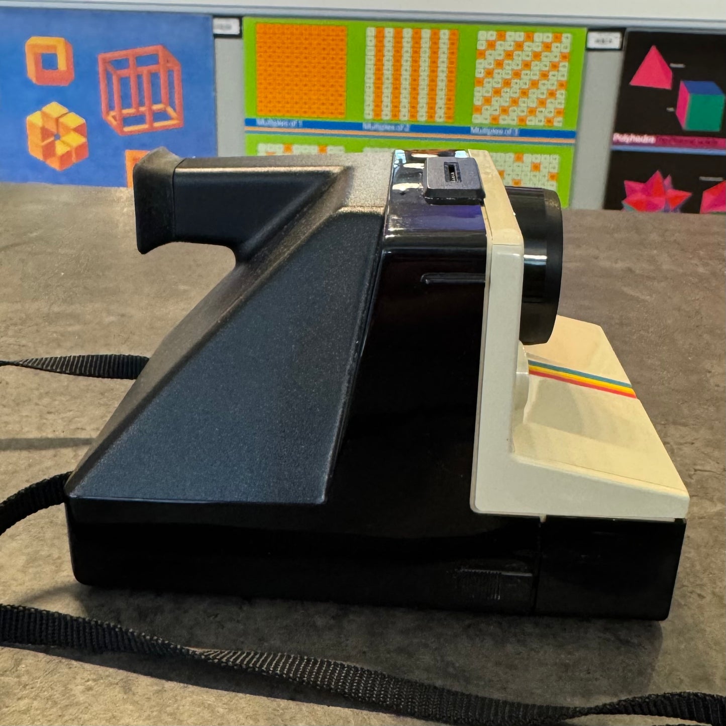 Polaroid OneStep SX-70 White Rainbow Stripe Instant Film Camera - Tested & Working