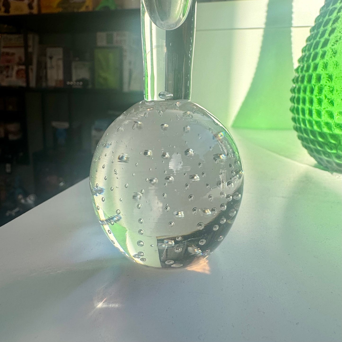 9.5" Scandinavian Art Glass Bud Vase Controlled Bubbles