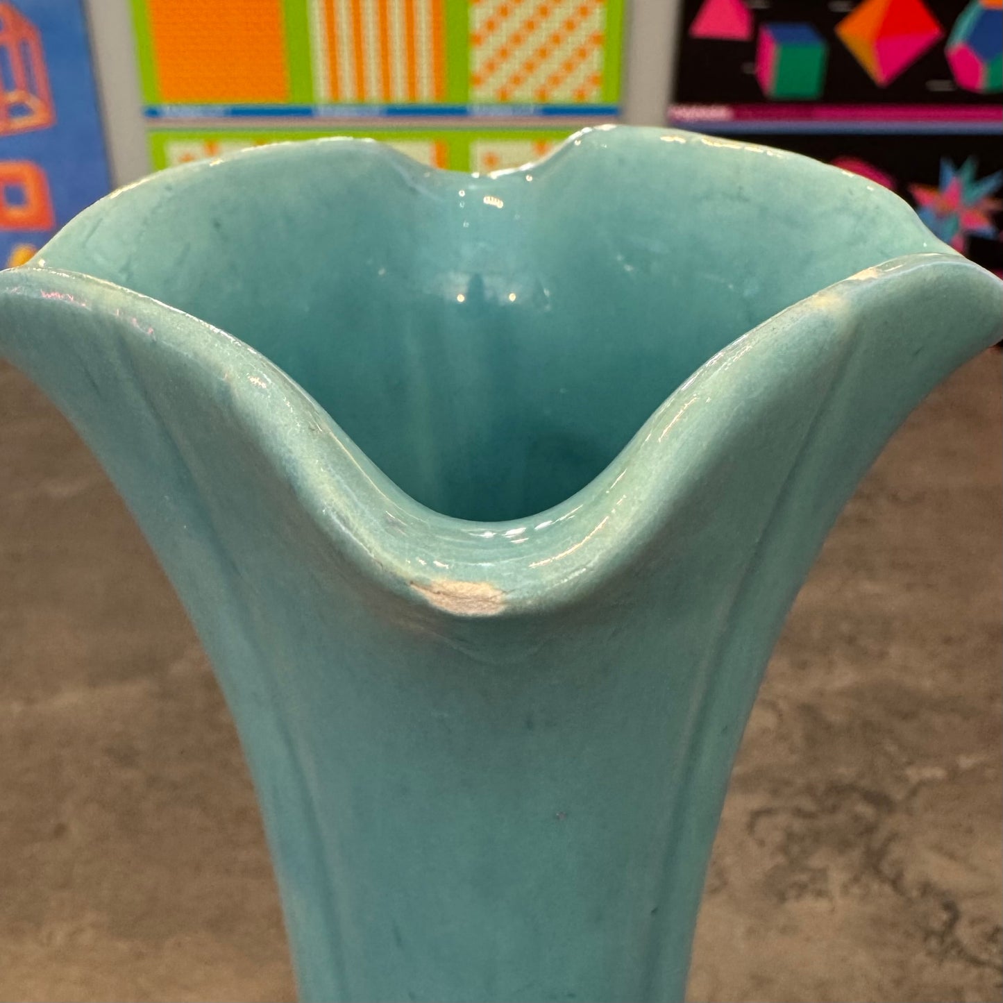 Pale Blue Art Nouveau Vase 6"H