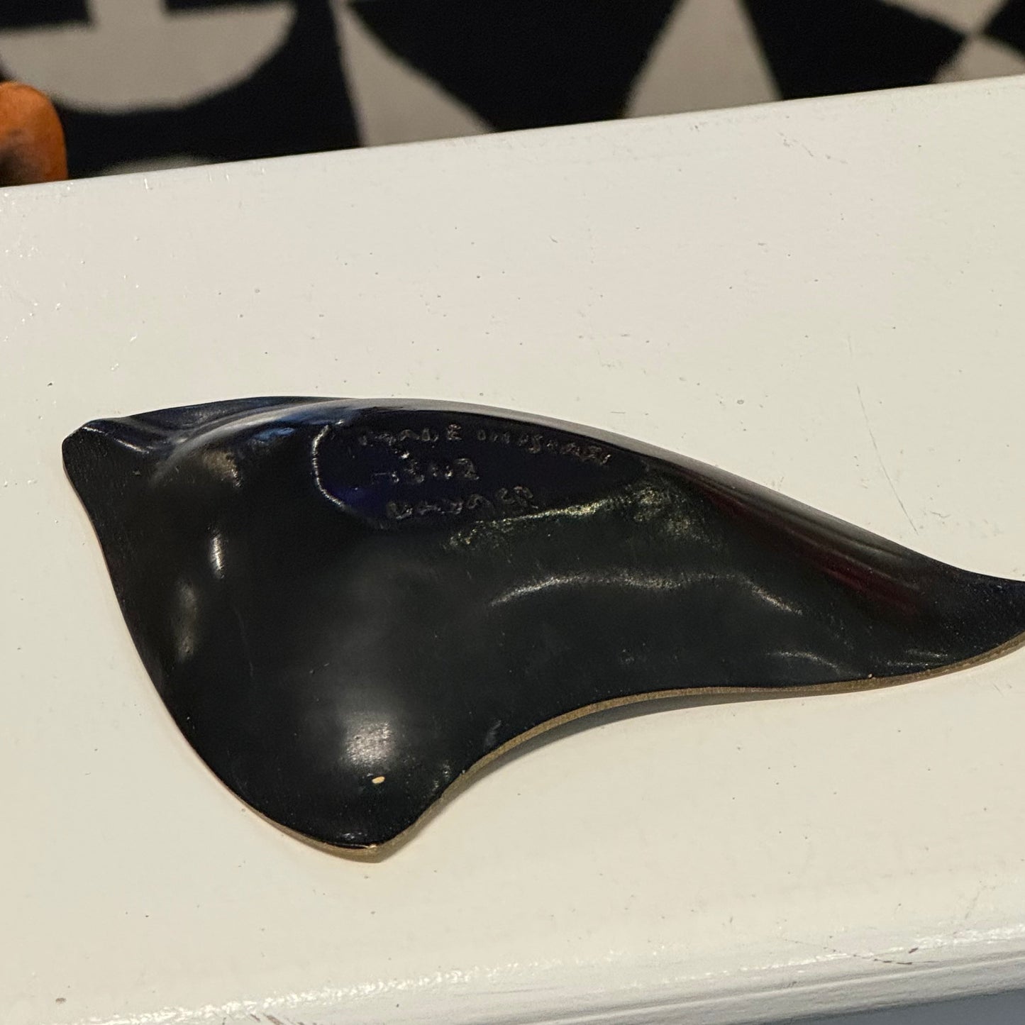 Enameled Blue and Gold Atomic MCM Ashtray