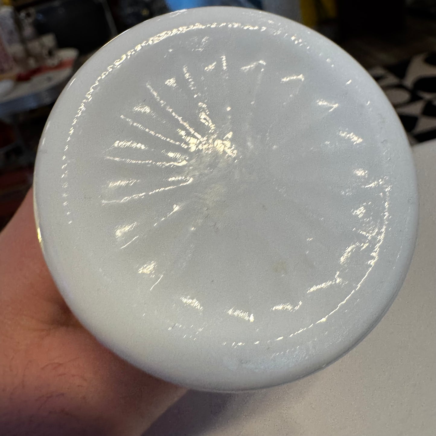 6" Anchor Hocking Milk Glass Vase Diamond Pattern