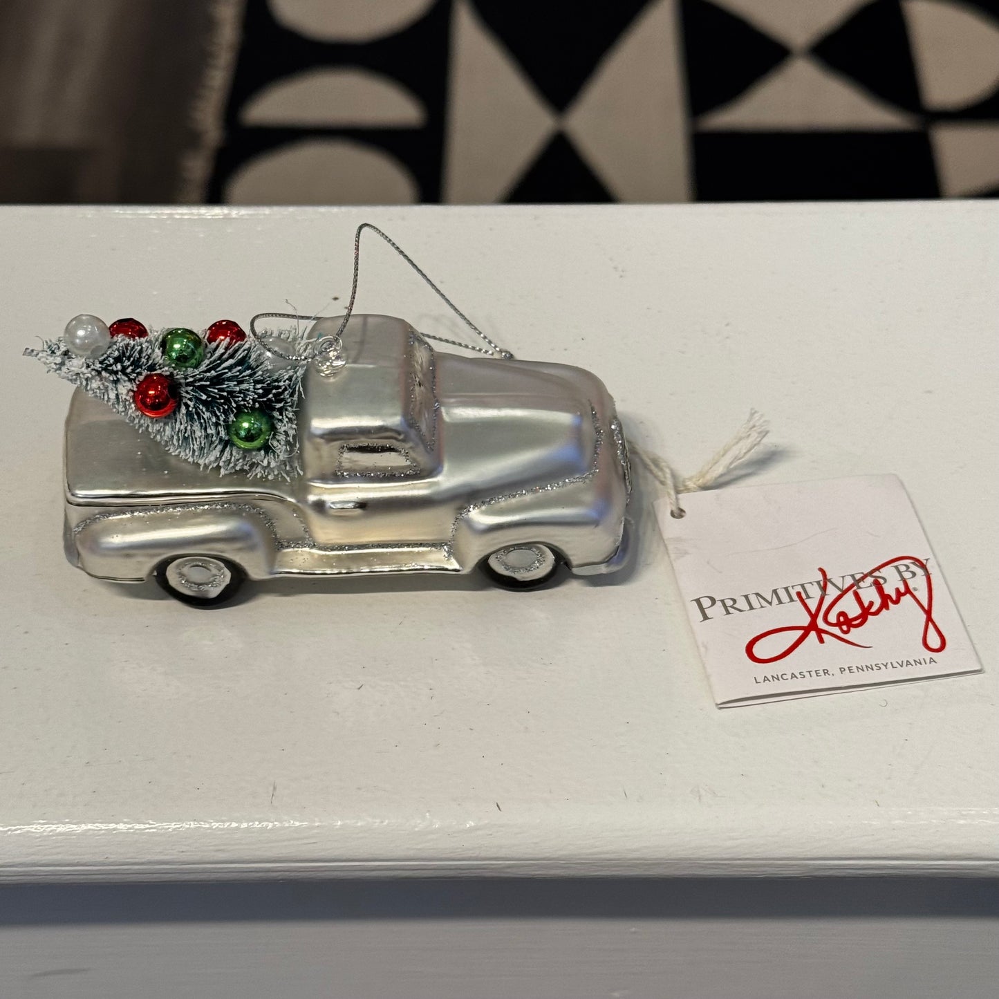 Pickup Truck Xmas Tree Glass Ornament
