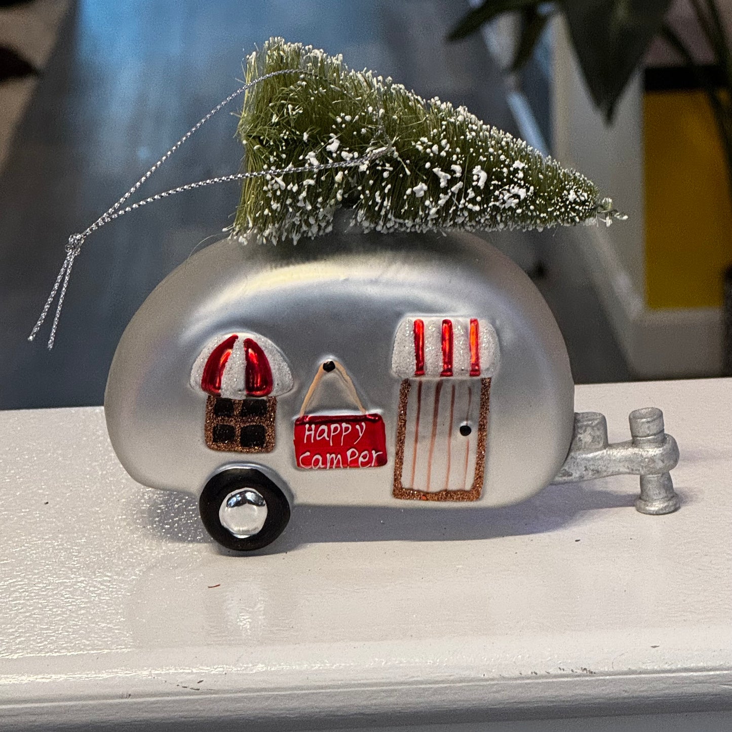 Streamline Xmas Camper Glass Ornament