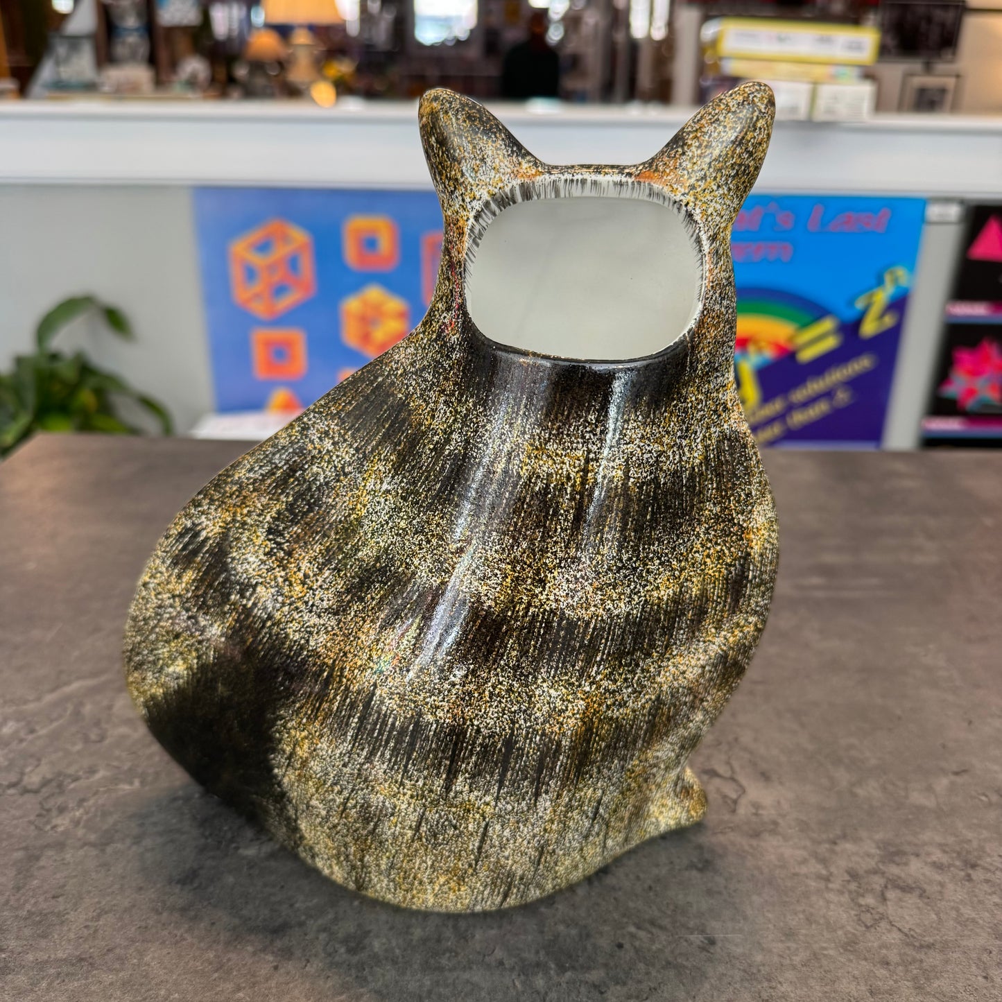 Fat Tabby Cat Ceramic Vase