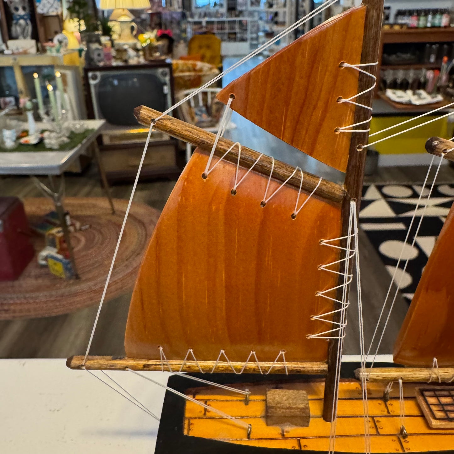 Handmade Wooden Model Sailboat