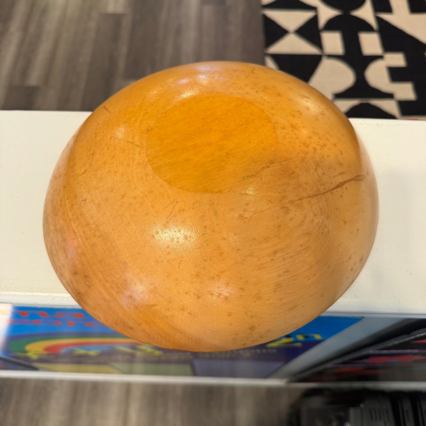 10" Wood Folk Art Painted Fruit Bowl
