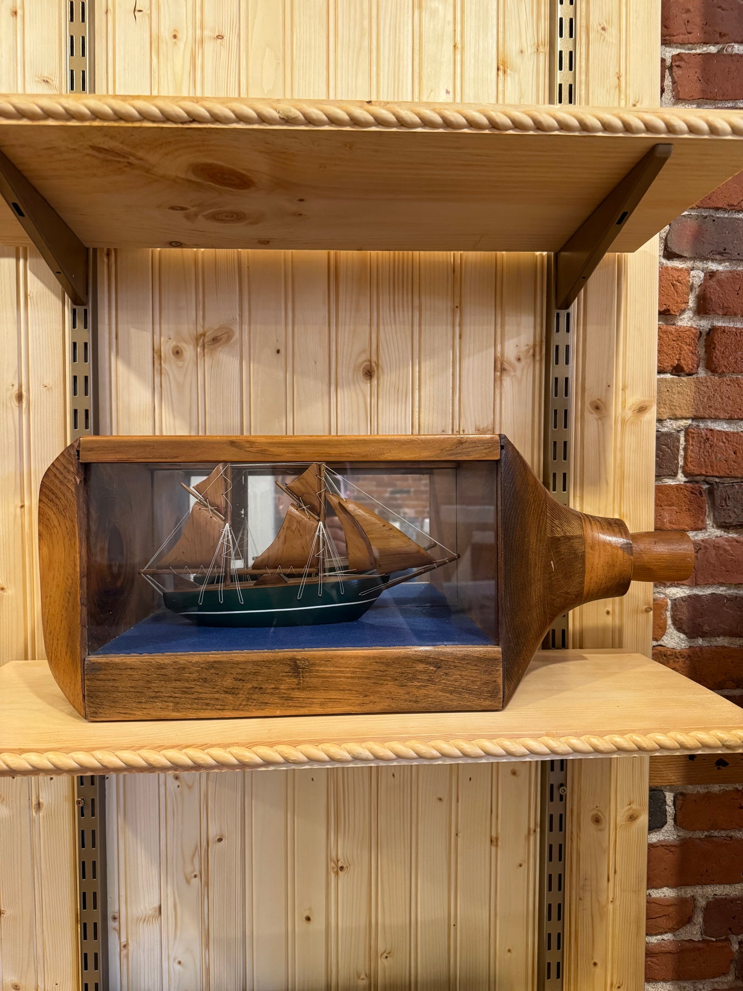 Large Wooden ship in Bottle