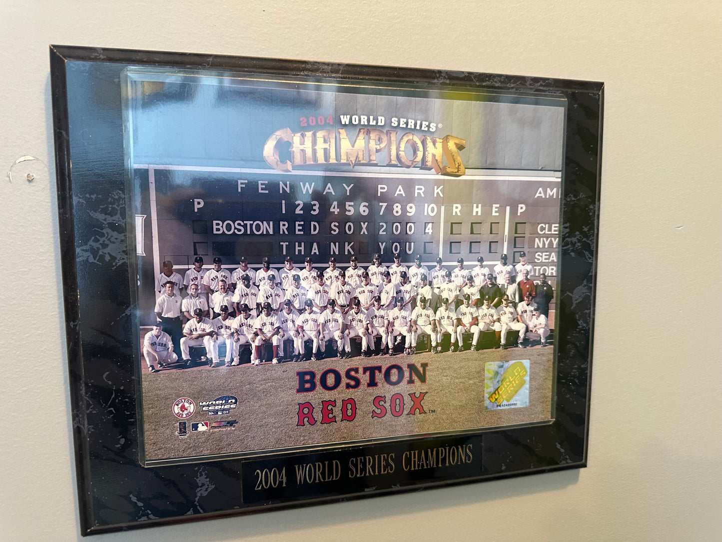 Red Sox 2004 World Series Champion Photo on Plaque