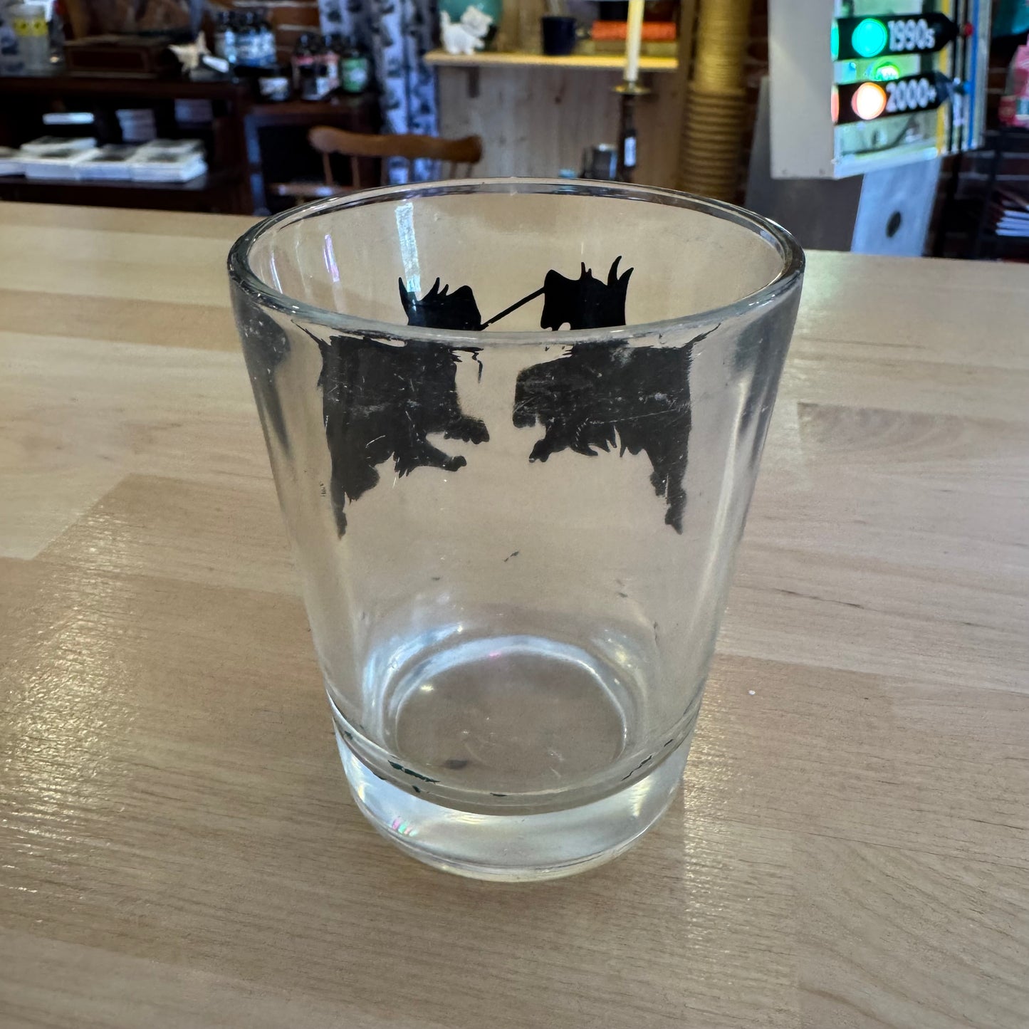 Vintage Mid-Century Black Scotty Dog Silhouette Tumbler Glass
