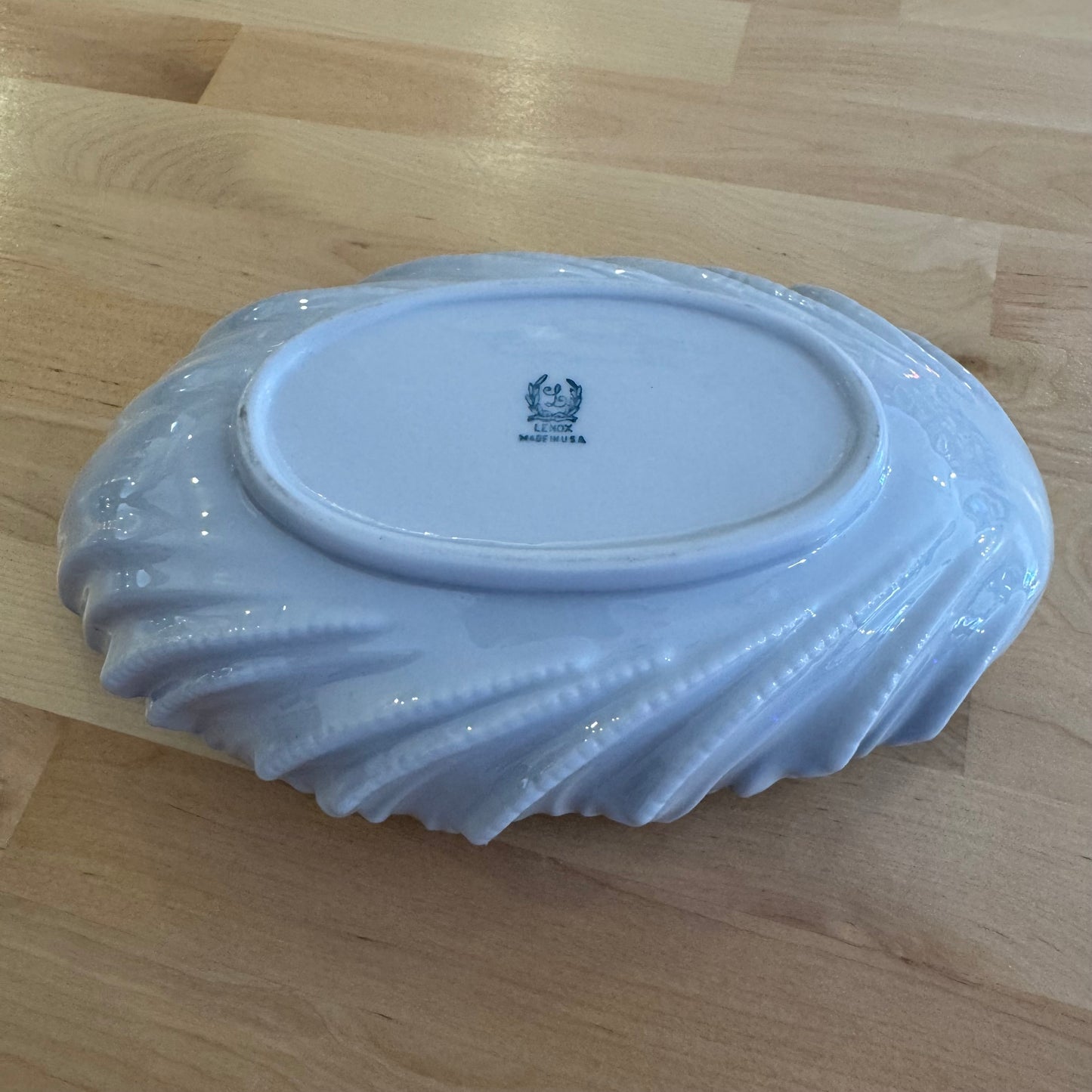 Vintage Lenox Pale Blue Porcelain Leaf-Shaped Trinket & Candy Dish