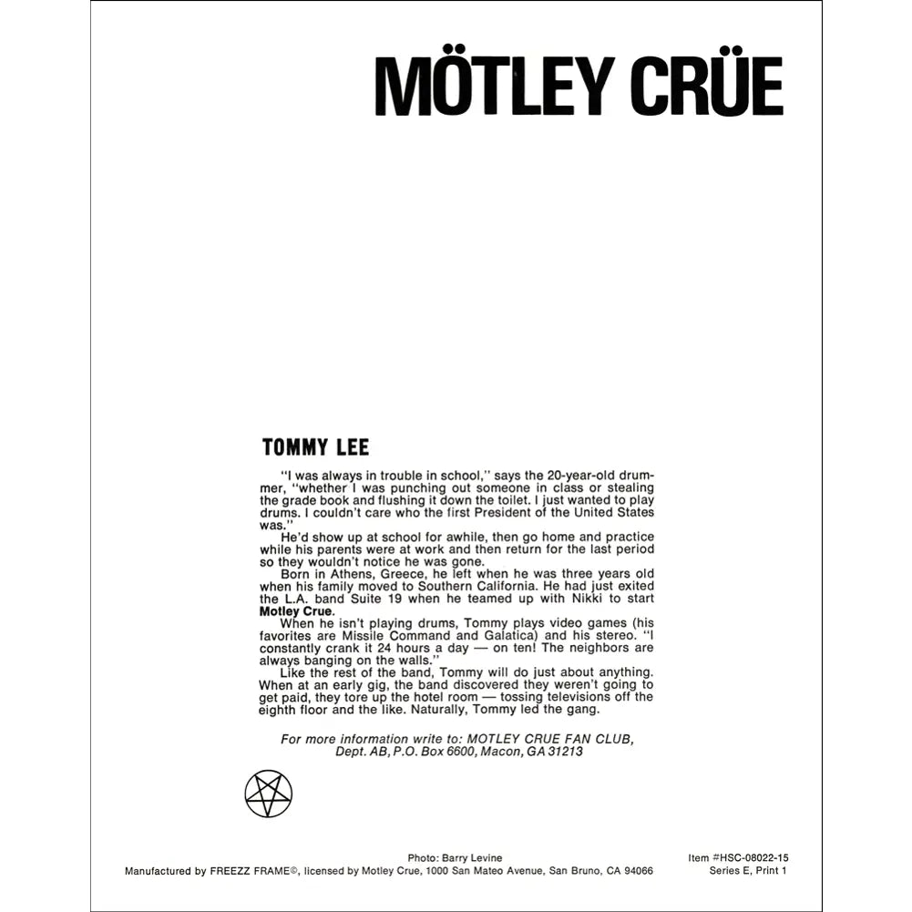 Tommy Lee Photo Print