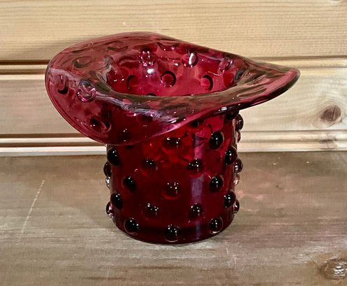 Cranberry Glass Hobnail Top Hat