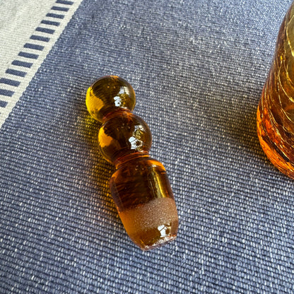 Vintage 1960s Rainbow Art Glass Yellow Crackle Decanter Cruet with Stopper