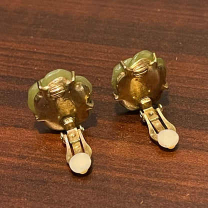 Carved Rose Clip On Earrings