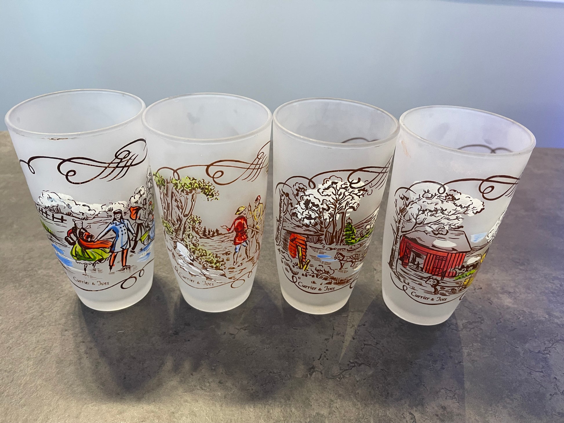 Set of 4 Ives and Currier Glasses