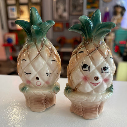 Anthropomorphic Pineapple Salt and Pepper Shakers