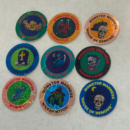 Set of 9 Monster Madness Milk Caps/Pogs