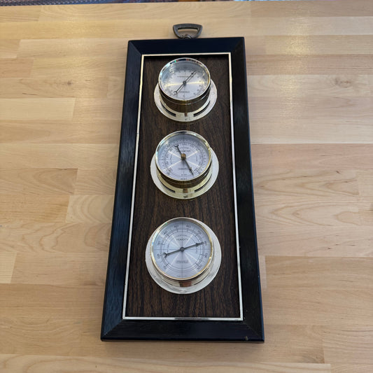 Springfield Instruments 3-Dial Weather Station Wood Tone & Black Barometer