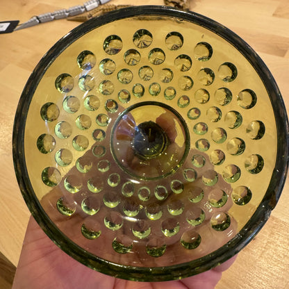 Green Hobnail Glass Lidded Jar