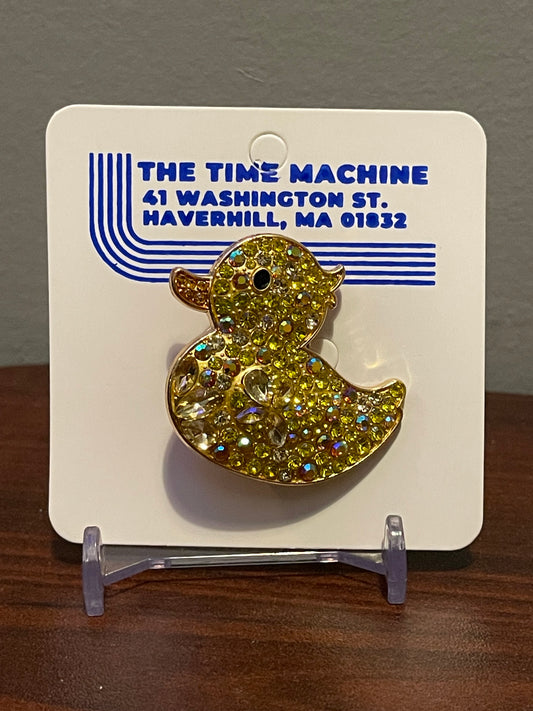 Yellow Duck Rhinestone Brooch