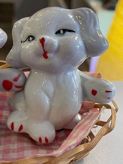 Basket of Puppies Salt and Pepper Shakers